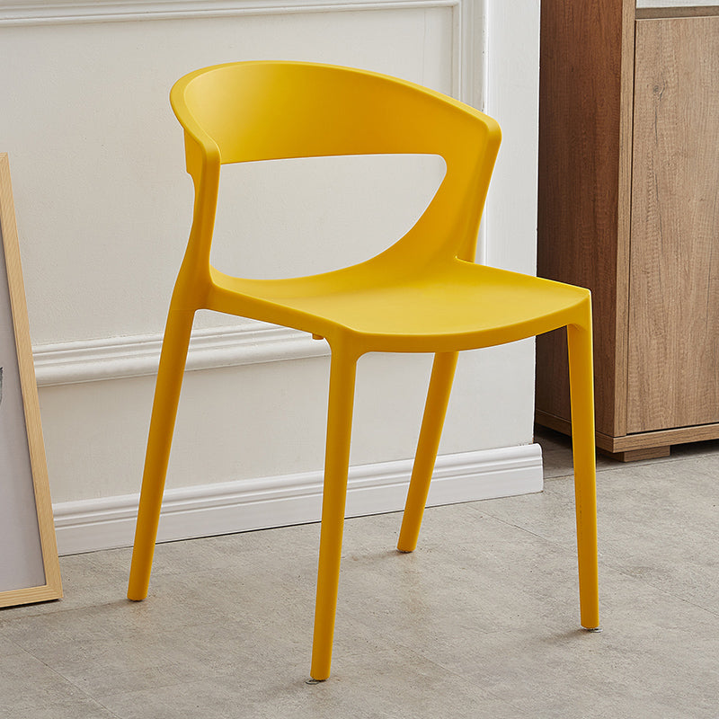 Minimalist Style Plastic Dining Armless Chairs Open Back Dining Side Chair Yellow 1 Piece Clearhalo ' kitchen&dining_furn' 'Dining Chairs' 'Dining Tables & Seating' 'dining_chair' 'furn' 'furn_dining_chair' 'Furniture' 'furniture_dining_chair' 'Kitchen & Dining Furniture' 'kitchen' 3950713