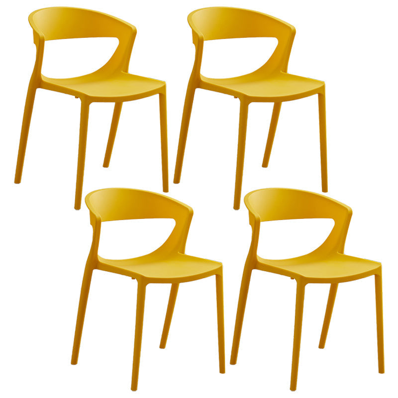 Minimalist Style Plastic Dining Armless Chairs Open Back Dining Side Chair Yellow 4 Piece Set Clearhalo ' kitchen&dining_furn' 'Dining Chairs' 'Dining Tables & Seating' 'dining_chair' 'furn' 'furn_dining_chair' 'Furniture' 'furniture_dining_chair' 'Kitchen & Dining Furniture' 'kitchen' 3950715