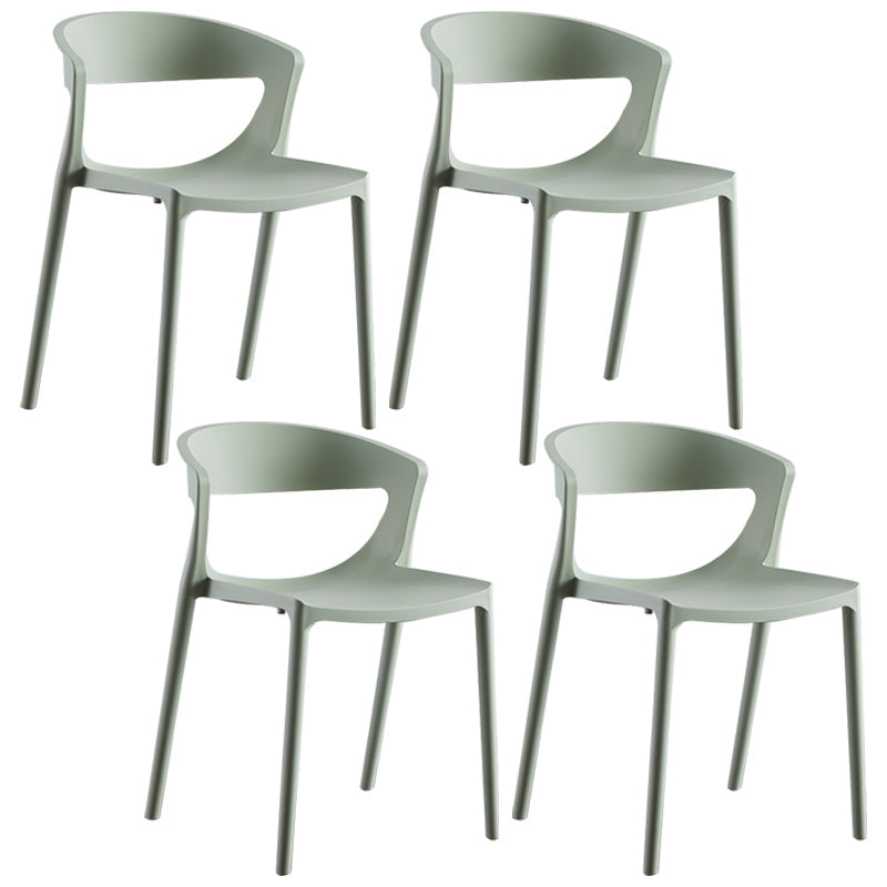 Minimalist Style Plastic Dining Armless Chairs Open Back Dining Side Chair Green 4 Piece Set Clearhalo ' kitchen&dining_furn' 'Dining Chairs' 'Dining Tables & Seating' 'dining_chair' 'furn' 'furn_dining_chair' 'Furniture' 'furniture_dining_chair' 'Kitchen & Dining Furniture' 'kitchen' 3950718