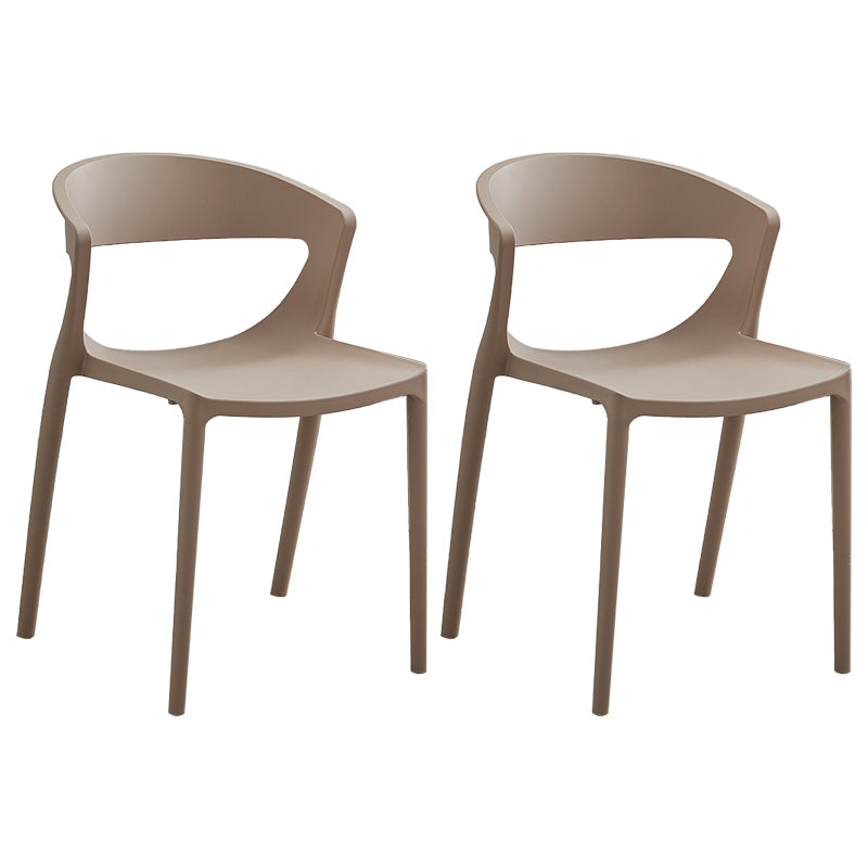 Minimalist Style Plastic Dining Armless Chairs Open Back Dining Side Chair Camel 2 Piece Set Clearhalo ' kitchen&dining_furn' 'Dining Chairs' 'Dining Tables & Seating' 'dining_chair' 'furn' 'furn_dining_chair' 'Furniture' 'furniture_dining_chair' 'Kitchen & Dining Furniture' 'kitchen' 3950720