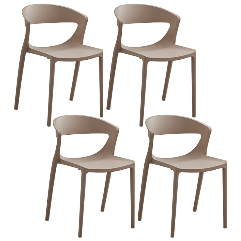 Minimalist Style Plastic Dining Armless Chairs Open Back Dining Side Chair Camel 4 Piece Set Clearhalo ' kitchen&dining_furn' 'Dining Chairs' 'Dining Tables & Seating' 'dining_chair' 'furn' 'furn_dining_chair' 'Furniture' 'furniture_dining_chair' 'Kitchen & Dining Furniture' 'kitchen' 3950721