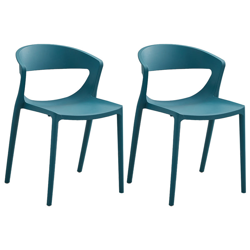 Minimalist Style Plastic Dining Armless Chairs Open Back Dining Side Chair Peacock Blue 2 Piece Set Clearhalo ' kitchen&dining_furn' 'Dining Chairs' 'Dining Tables & Seating' 'dining_chair' 'furn' 'furn_dining_chair' 'Furniture' 'furniture_dining_chair' 'Kitchen & Dining Furniture' 'kitchen' 3950723