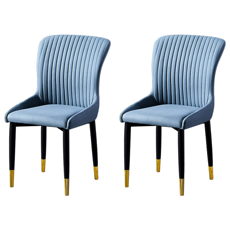 Scandinavian Style Linen Fabric Dining Chairs Solid Back Armless Chairs for Home Blue 2 Piece Set Brass Gold Clearhalo ' kitchen&dining_furn' 'Dining Chairs' 'Dining Tables & Seating' 'dining_chair' 'furn' 'furn_dining_chair' 'Furniture' 'furniture_dining_chair' 'Kitchen & Dining Furniture' 'kitchen' 3950727
