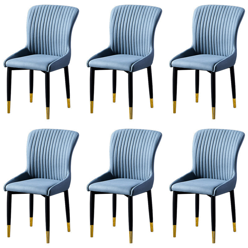 Scandinavian Style Linen Fabric Dining Chairs Solid Back Armless Chairs for Home Blue 6 Piece Set Brass Gold Clearhalo ' kitchen&dining_furn' 'Dining Chairs' 'Dining Tables & Seating' 'dining_chair' 'furn' 'furn_dining_chair' 'Furniture' 'furniture_dining_chair' 'Kitchen & Dining Furniture' 'kitchen' 3950731
