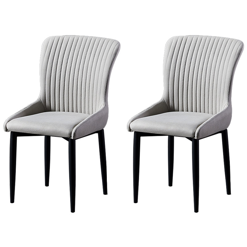 Scandinavian Style Linen Fabric Dining Chairs Solid Back Armless Chairs for Home Light Gray 2 Piece Set Black Clearhalo ' kitchen&dining_furn' 'Dining Chairs' 'Dining Tables & Seating' 'dining_chair' 'furn' 'furn_dining_chair' 'Furniture' 'furniture_dining_chair' 'Kitchen & Dining Furniture' 'kitchen' 3950733