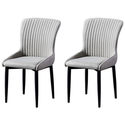Scandinavian Style Linen Fabric Dining Chairs Solid Back Armless Chairs for Home Light Gray 2 Piece Set Black Clearhalo ' kitchen&dining_furn' 'Dining Chairs' 'Dining Tables & Seating' 'dining_chair' 'furn' 'furn_dining_chair' 'Furniture' 'furniture_dining_chair' 'Kitchen & Dining Furniture' 'kitchen' 3950733