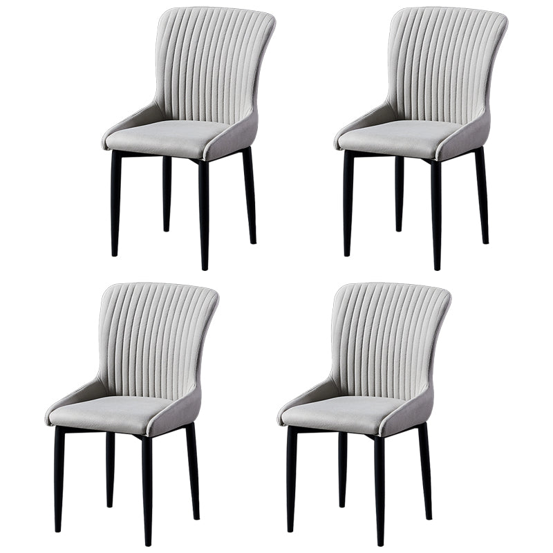 Scandinavian Style Linen Fabric Dining Chairs Solid Back Armless Chairs for Home Light Gray 4 Piece Set Black Clearhalo ' kitchen&dining_furn' 'Dining Chairs' 'Dining Tables & Seating' 'dining_chair' 'furn' 'furn_dining_chair' 'Furniture' 'furniture_dining_chair' 'Kitchen & Dining Furniture' 'kitchen' 3950734