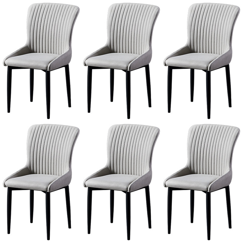 Scandinavian Style Linen Fabric Dining Chairs Solid Back Armless Chairs for Home Light Gray 6 Piece Set Black Clearhalo ' kitchen&dining_furn' 'Dining Chairs' 'Dining Tables & Seating' 'dining_chair' 'furn' 'furn_dining_chair' 'Furniture' 'furniture_dining_chair' 'Kitchen & Dining Furniture' 'kitchen' 3950737