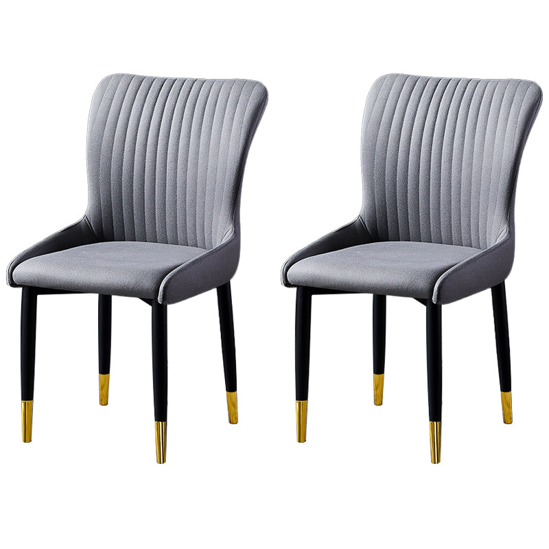 Scandinavian Style Linen Fabric Dining Chairs Solid Back Armless Chairs for Home Dark Gray 2 Piece Set Brass Gold Clearhalo ' kitchen&dining_furn' 'Dining Chairs' 'Dining Tables & Seating' 'dining_chair' 'furn' 'furn_dining_chair' 'Furniture' 'furniture_dining_chair' 'Kitchen & Dining Furniture' 'kitchen' 3950738