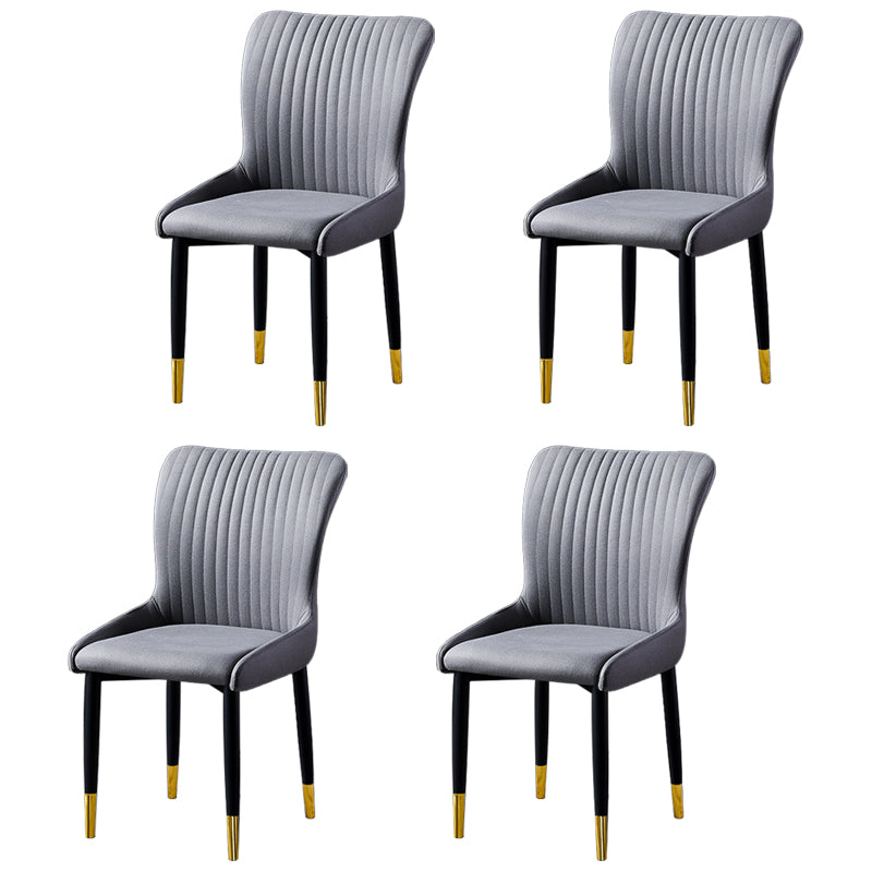 Scandinavian Style Linen Fabric Dining Chairs Solid Back Armless Chairs for Home Dark Gray 4 Piece Set Brass Gold Clearhalo ' kitchen&dining_furn' 'Dining Chairs' 'Dining Tables & Seating' 'dining_chair' 'furn' 'furn_dining_chair' 'Furniture' 'furniture_dining_chair' 'Kitchen & Dining Furniture' 'kitchen' 3950741