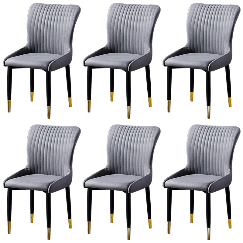Scandinavian Style Linen Fabric Dining Chairs Solid Back Armless Chairs for Home Dark Gray 6 Piece Set Brass Gold Clearhalo ' kitchen&dining_furn' 'Dining Chairs' 'Dining Tables & Seating' 'dining_chair' 'furn' 'furn_dining_chair' 'Furniture' 'furniture_dining_chair' 'Kitchen & Dining Furniture' 'kitchen' 3950742