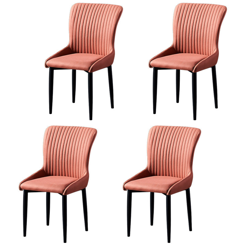 Scandinavian Style Linen Fabric Dining Chairs Solid Back Armless Chairs for Home Orange 4 Piece Set Black Clearhalo ' kitchen&dining_furn' 'Dining Chairs' 'Dining Tables & Seating' 'dining_chair' 'furn' 'furn_dining_chair' 'Furniture' 'furniture_dining_chair' 'Kitchen & Dining Furniture' 'kitchen' 3950750