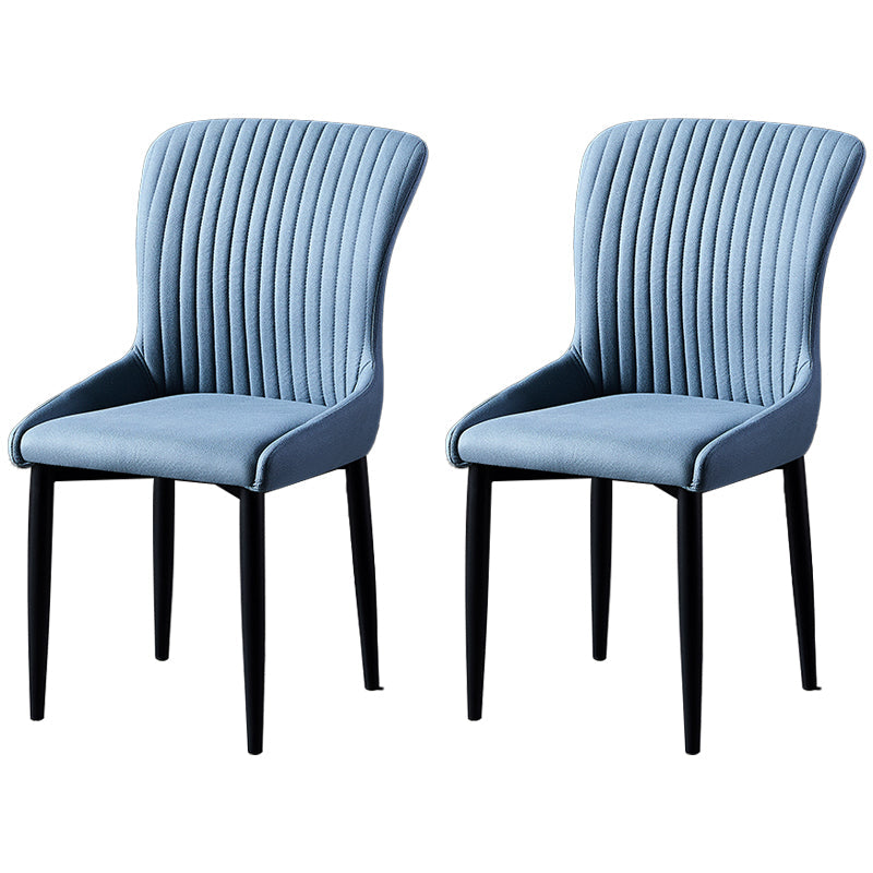 Scandinavian Style Linen Fabric Dining Chairs Solid Back Armless Chairs for Home Blue 2 Piece Set Black Clearhalo ' kitchen&dining_furn' 'Dining Chairs' 'Dining Tables & Seating' 'dining_chair' 'furn' 'furn_dining_chair' 'Furniture' 'furniture_dining_chair' 'Kitchen & Dining Furniture' 'kitchen' 3950752