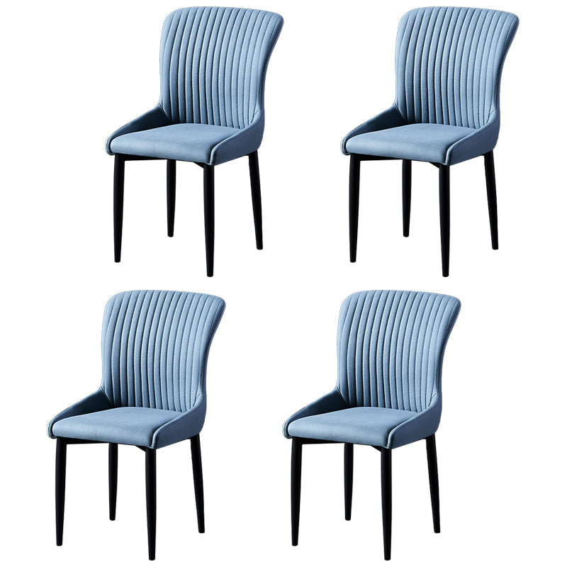 Scandinavian Style Linen Fabric Dining Chairs Solid Back Armless Chairs for Home Blue 4 Piece Set Black Clearhalo ' kitchen&dining_furn' 'Dining Chairs' 'Dining Tables & Seating' 'dining_chair' 'furn' 'furn_dining_chair' 'Furniture' 'furniture_dining_chair' 'Kitchen & Dining Furniture' 'kitchen' 3950753