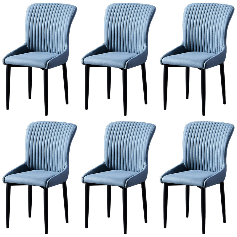 Scandinavian Style Linen Fabric Dining Chairs Solid Back Armless Chairs for Home Blue 6 Piece Set Black Clearhalo ' kitchen&dining_furn' 'Dining Chairs' 'Dining Tables & Seating' 'dining_chair' 'furn' 'furn_dining_chair' 'Furniture' 'furniture_dining_chair' 'Kitchen & Dining Furniture' 'kitchen' 3950754