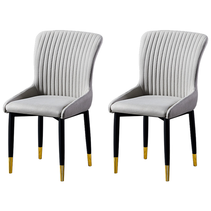 Scandinavian Style Linen Fabric Dining Chairs Solid Back Armless Chairs for Home Light Gray 2 Piece Set Brass Gold Clearhalo ' kitchen&dining_furn' 'Dining Chairs' 'Dining Tables & Seating' 'dining_chair' 'furn' 'furn_dining_chair' 'Furniture' 'furniture_dining_chair' 'Kitchen & Dining Furniture' 'kitchen' 3950755