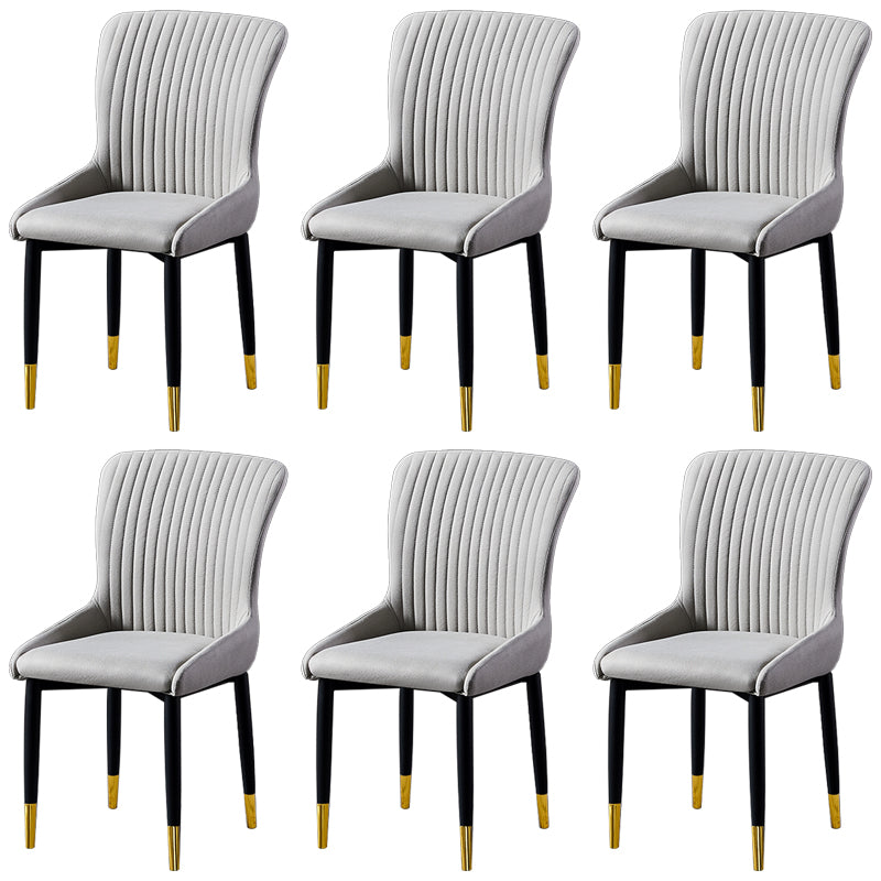 Scandinavian Style Linen Fabric Dining Chairs Solid Back Armless Chairs for Home Light Gray 6 Piece Set Brass Gold Clearhalo ' kitchen&dining_furn' 'Dining Chairs' 'Dining Tables & Seating' 'dining_chair' 'furn' 'furn_dining_chair' 'Furniture' 'furniture_dining_chair' 'Kitchen & Dining Furniture' 'kitchen' 3950757