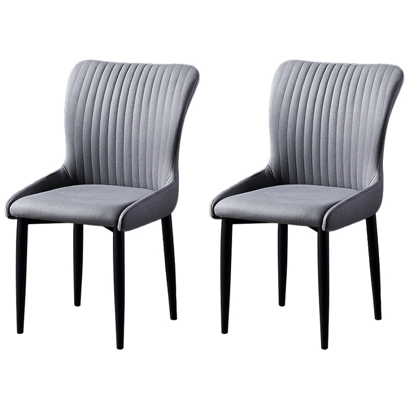 Scandinavian Style Linen Fabric Dining Chairs Solid Back Armless Chairs for Home Dark Gray 2 Piece Set Black Clearhalo ' kitchen&dining_furn' 'Dining Chairs' 'Dining Tables & Seating' 'dining_chair' 'furn' 'furn_dining_chair' 'Furniture' 'furniture_dining_chair' 'Kitchen & Dining Furniture' 'kitchen' 3950758