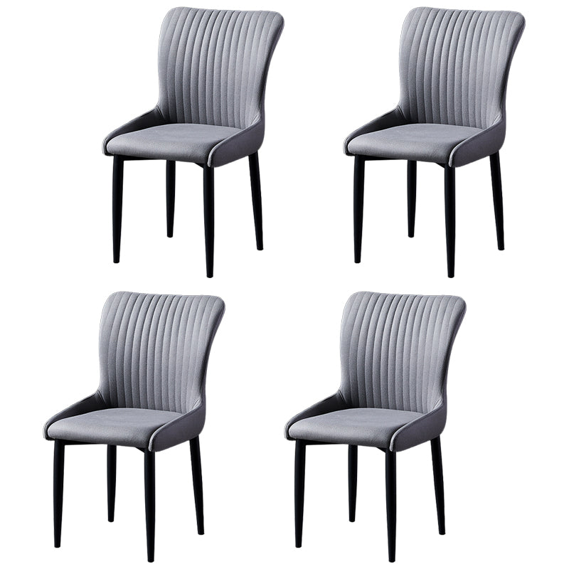 Scandinavian Style Linen Fabric Dining Chairs Solid Back Armless Chairs for Home Dark Gray 4 Piece Set Black Clearhalo ' kitchen&dining_furn' 'Dining Chairs' 'Dining Tables & Seating' 'dining_chair' 'furn' 'furn_dining_chair' 'Furniture' 'furniture_dining_chair' 'Kitchen & Dining Furniture' 'kitchen' 3950759