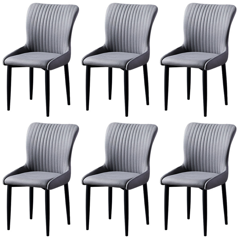 Scandinavian Style Linen Fabric Dining Chairs Solid Back Armless Chairs for Home Dark Gray 6 Piece Set Black Clearhalo ' kitchen&dining_furn' 'Dining Chairs' 'Dining Tables & Seating' 'dining_chair' 'furn' 'furn_dining_chair' 'Furniture' 'furniture_dining_chair' 'Kitchen & Dining Furniture' 'kitchen' 3950760