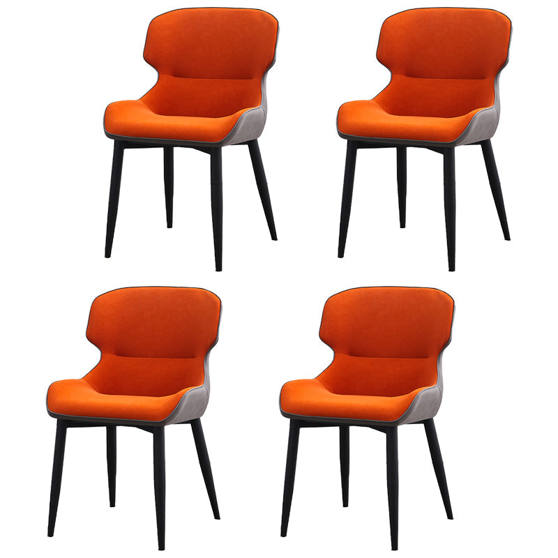 Nordic Style Leather Dining Upholstered Chairs Wingback Parsons Arm Chairs Orange 4 Piece Set Clearhalo ' kitchen&dining_furn' 'Dining Chairs' 'Dining Tables & Seating' 'dining_chair' 'furn' 'furn_dining_chair' 'Furniture' 'furniture_dining_chair' 'Kitchen & Dining Furniture' 'kitchen' 3950791