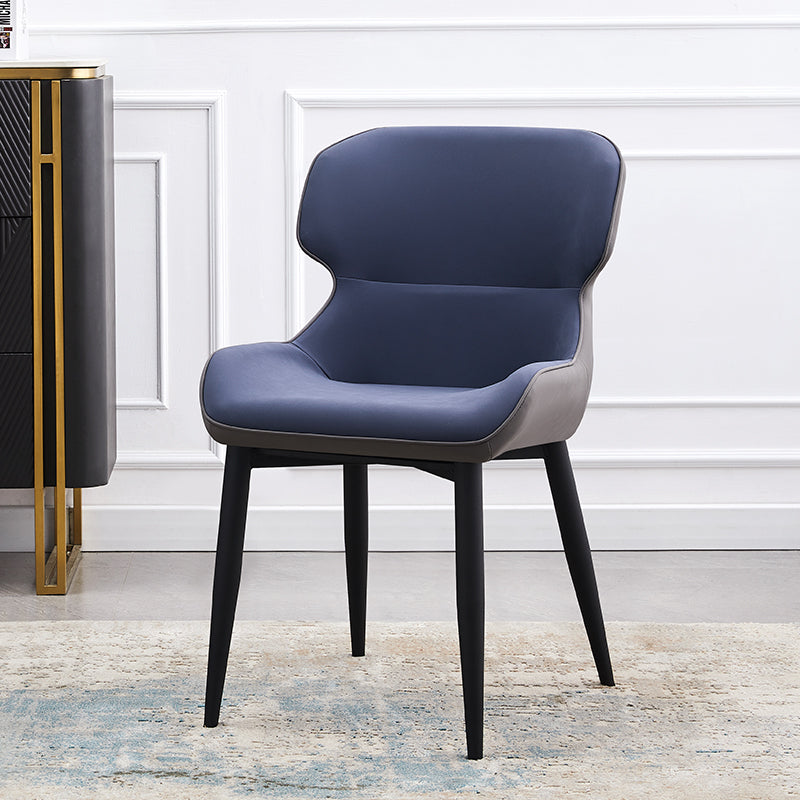 Nordic Style Leather Dining Upholstered Chairs Wingback Parsons Arm Chairs Dark Blue 1 Piece Clearhalo ' kitchen&dining_furn' 'Dining Chairs' 'Dining Tables & Seating' 'dining_chair' 'furn' 'furn_dining_chair' 'Furniture' 'furniture_dining_chair' 'Kitchen & Dining Furniture' 'kitchen' 3950792