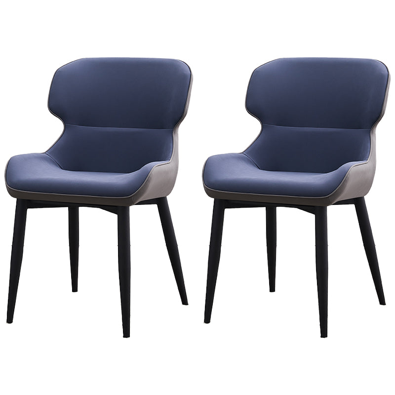 Nordic Style Leather Dining Upholstered Chairs Wingback Parsons Arm Chairs Dark Blue 2 Piece Set Clearhalo ' kitchen&dining_furn' 'Dining Chairs' 'Dining Tables & Seating' 'dining_chair' 'furn' 'furn_dining_chair' 'Furniture' 'furniture_dining_chair' 'Kitchen & Dining Furniture' 'kitchen' 3950793