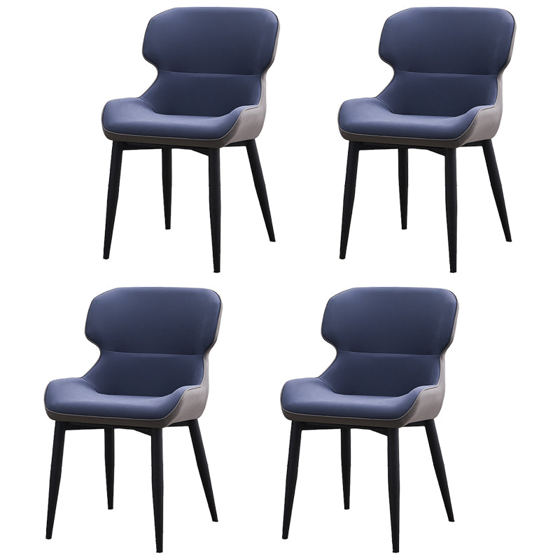 Nordic Style Leather Dining Upholstered Chairs Wingback Parsons Arm Chairs Dark Blue 4 Piece Set Clearhalo ' kitchen&dining_furn' 'Dining Chairs' 'Dining Tables & Seating' 'dining_chair' 'furn' 'furn_dining_chair' 'Furniture' 'furniture_dining_chair' 'Kitchen & Dining Furniture' 'kitchen' 3950794