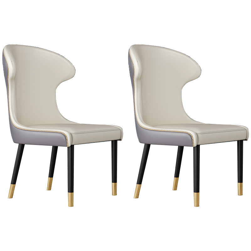 Scandinavian Style Wingback Chairs Leather Dining Armless Chairs for Home White 2 Piece Set Clearhalo ' kitchen&dining_furn' 'Dining Chairs' 'Dining Tables & Seating' 'dining_chair' 'furn' 'furn_dining_chair' 'Furniture' 'furniture_dining_chair' 'Kitchen & Dining Furniture' 'kitchen' 3950802