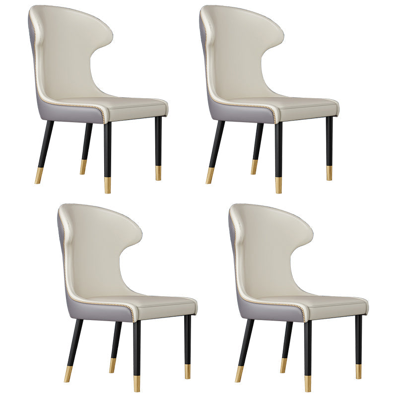 Scandinavian Style Wingback Chairs Leather Dining Armless Chairs for Home White 4 Piece Set Clearhalo ' kitchen&dining_furn' 'Dining Chairs' 'Dining Tables & Seating' 'dining_chair' 'furn' 'furn_dining_chair' 'Furniture' 'furniture_dining_chair' 'Kitchen & Dining Furniture' 'kitchen' 3950804