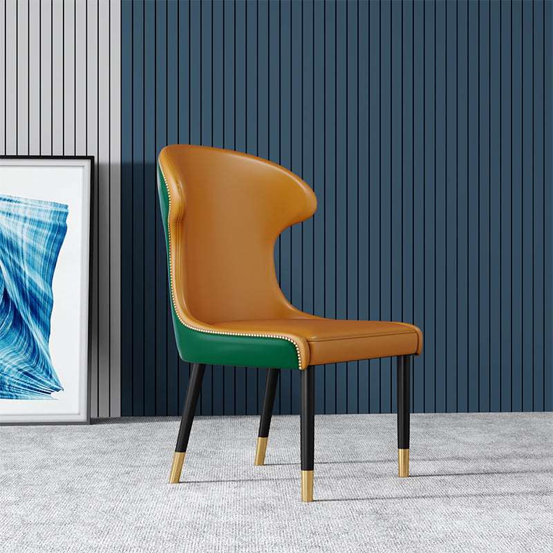 Scandinavian Style Wingback Chairs Leather Dining Armless Chairs for Home Orange 1 Piece Clearhalo ' kitchen&dining_furn' 'Dining Chairs' 'Dining Tables & Seating' 'dining_chair' 'furn' 'furn_dining_chair' 'Furniture' 'furniture_dining_chair' 'Kitchen & Dining Furniture' 'kitchen' 3950805