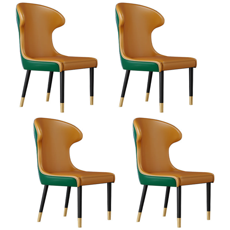 Scandinavian Style Wingback Chairs Leather Dining Armless Chairs for Home Orange 4 Piece Set Clearhalo ' kitchen&dining_furn' 'Dining Chairs' 'Dining Tables & Seating' 'dining_chair' 'furn' 'furn_dining_chair' 'Furniture' 'furniture_dining_chair' 'Kitchen & Dining Furniture' 'kitchen' 3950809