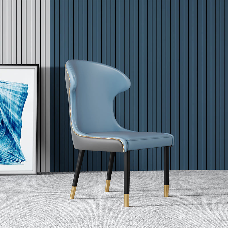 Scandinavian Style Wingback Chairs Leather Dining Armless Chairs for Home Blue 1 Piece Clearhalo ' kitchen&dining_furn' 'Dining Chairs' 'Dining Tables & Seating' 'dining_chair' 'furn' 'furn_dining_chair' 'Furniture' 'furniture_dining_chair' 'Kitchen & Dining Furniture' 'kitchen' 3950811