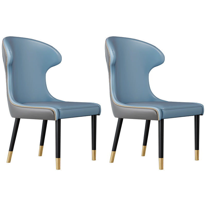 Scandinavian Style Wingback Chairs Leather Dining Armless Chairs for Home Blue 2 Piece Set Clearhalo ' kitchen&dining_furn' 'Dining Chairs' 'Dining Tables & Seating' 'dining_chair' 'furn' 'furn_dining_chair' 'Furniture' 'furniture_dining_chair' 'Kitchen & Dining Furniture' 'kitchen' 3950814