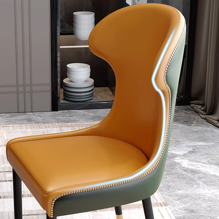 Scandinavian Style Wingback Chairs Leather Dining Armless Chairs for Home Clearhalo ' kitchen&dining_furn' 'Dining Chairs' 'Dining Tables & Seating' 'dining_chair' 'furn' 'furn_dining_chair' 'Furniture' 'furniture_dining_chair' 'Kitchen & Dining Furniture' 'kitchen' 3950816