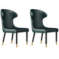Scandinavian Style Wingback Chairs Leather Dining Armless Chairs for Home Blackish Green 2 Piece Set Clearhalo ' kitchen&dining_furn' 'Dining Chairs' 'Dining Tables & Seating' 'dining_chair' 'furn' 'furn_dining_chair' 'Furniture' 'furniture_dining_chair' 'Kitchen & Dining Furniture' 'kitchen' 3950819