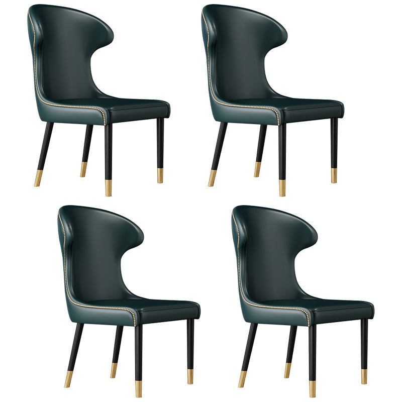 Scandinavian Style Wingback Chairs Leather Dining Armless Chairs for Home Blackish Green 4 Piece Set Clearhalo ' kitchen&dining_furn' 'Dining Chairs' 'Dining Tables & Seating' 'dining_chair' 'furn' 'furn_dining_chair' 'Furniture' 'furniture_dining_chair' 'Kitchen & Dining Furniture' 'kitchen' 3950820