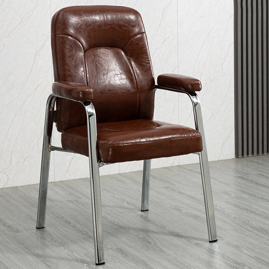 Contemporary Style Leather Dining Chairs Solid Back Arm Dining Side Chairs Clearhalo ' kitchen&dining_furn' 'Dining Chairs' 'Dining Tables & Seating' 'dining_chair' 'furn' 'furn_dining_chair' 'Furniture' 'furniture_dining_chair' 'Kitchen & Dining Furniture' 'kitchen' 3950822