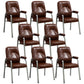 Contemporary Style Leather Dining Chairs Solid Back Arm Dining Side Chairs Dark Brown 8 Piece Set Clearhalo ' kitchen&dining_furn' 'Dining Chairs' 'Dining Tables & Seating' 'dining_chair' 'furn' 'furn_dining_chair' 'Furniture' 'furniture_dining_chair' 'Kitchen & Dining Furniture' 'kitchen' 3950825
