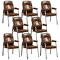 Contemporary Style Leather Dining Chairs Solid Back Arm Dining Side Chairs Light Brown 8 Piece Set Clearhalo ' kitchen&dining_furn' 'Dining Chairs' 'Dining Tables & Seating' 'dining_chair' 'furn' 'furn_dining_chair' 'Furniture' 'furniture_dining_chair' 'Kitchen & Dining Furniture' 'kitchen' 3950828