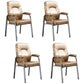 Contemporary Style Leather Dining Chairs Solid Back Arm Dining Side Chairs Champagne 4 Piece Set Clearhalo ' kitchen&dining_furn' 'Dining Chairs' 'Dining Tables & Seating' 'dining_chair' 'furn' 'furn_dining_chair' 'Furniture' 'furniture_dining_chair' 'Kitchen & Dining Furniture' 'kitchen' 3950830