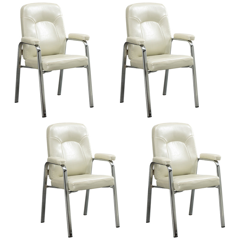 Contemporary Style Leather Dining Chairs Solid Back Arm Dining Side Chairs White 4 Piece Set Clearhalo ' kitchen&dining_furn' 'Dining Chairs' 'Dining Tables & Seating' 'dining_chair' 'furn' 'furn_dining_chair' 'Furniture' 'furniture_dining_chair' 'Kitchen & Dining Furniture' 'kitchen' 3950834