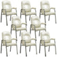 Contemporary Style Leather Dining Chairs Solid Back Arm Dining Side Chairs White 8 Piece Set Clearhalo ' kitchen&dining_furn' 'Dining Chairs' 'Dining Tables & Seating' 'dining_chair' 'furn' 'furn_dining_chair' 'Furniture' 'furniture_dining_chair' 'Kitchen & Dining Furniture' 'kitchen' 3950837