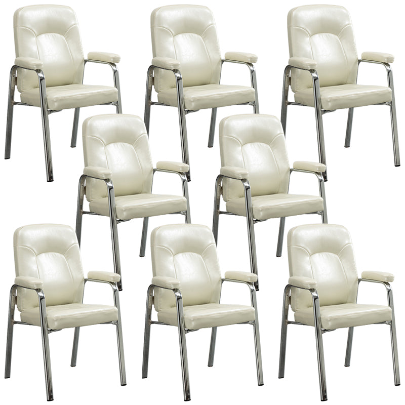 Contemporary Style Leather Dining Chairs Solid Back Arm Dining Side Chairs White 8 Piece Set Clearhalo ' kitchen&dining_furn' 'Dining Chairs' 'Dining Tables & Seating' 'dining_chair' 'furn' 'furn_dining_chair' 'Furniture' 'furniture_dining_chair' 'Kitchen & Dining Furniture' 'kitchen' 3950837