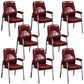 Contemporary Style Leather Dining Chairs Solid Back Arm Dining Side Chairs Burgundy 8 Piece Set Clearhalo ' kitchen&dining_furn' 'Dining Chairs' 'Dining Tables & Seating' 'dining_chair' 'furn' 'furn_dining_chair' 'Furniture' 'furniture_dining_chair' 'Kitchen & Dining Furniture' 'kitchen' 3950845