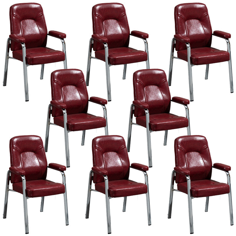Contemporary Style Leather Dining Chairs Solid Back Arm Dining Side Chairs Burgundy 8 Piece Set Clearhalo ' kitchen&dining_furn' 'Dining Chairs' 'Dining Tables & Seating' 'dining_chair' 'furn' 'furn_dining_chair' 'Furniture' 'furniture_dining_chair' 'Kitchen & Dining Furniture' 'kitchen' 3950845