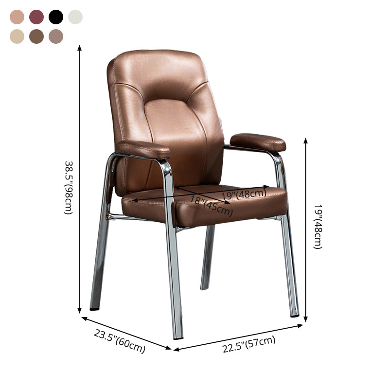 Contemporary Style Leather Dining Chairs Solid Back Arm Dining Side Chairs Clearhalo ' kitchen&dining_furn' 'Dining Chairs' 'Dining Tables & Seating' 'dining_chair' 'furn' 'furn_dining_chair' 'Furniture' 'furniture_dining_chair' 'Kitchen & Dining Furniture' 'kitchen' 3950848