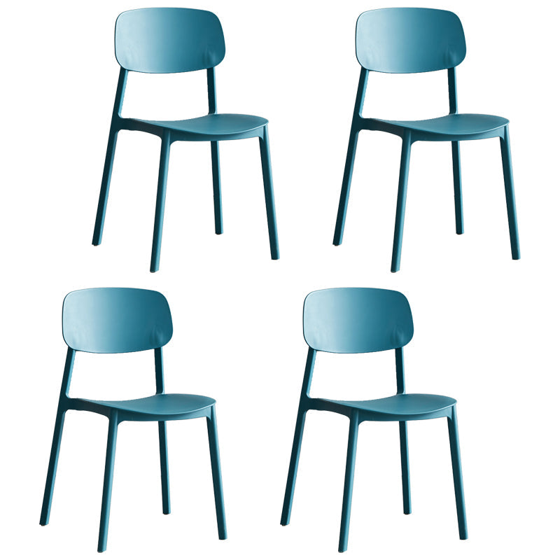 Scandinavian Stackable Armless Dining Chairs Plastic Open Back Side Chair (Set of 4) Peacock Blue Clearhalo ' kitchen&dining_furn' 'Dining Chairs' 'Dining Tables & Seating' 'dining_chair' 'furn' 'furn_dining_chair' 'Furniture' 'furniture_dining_chair' 'Kitchen & Dining Furniture' 'kitchen' 3950876