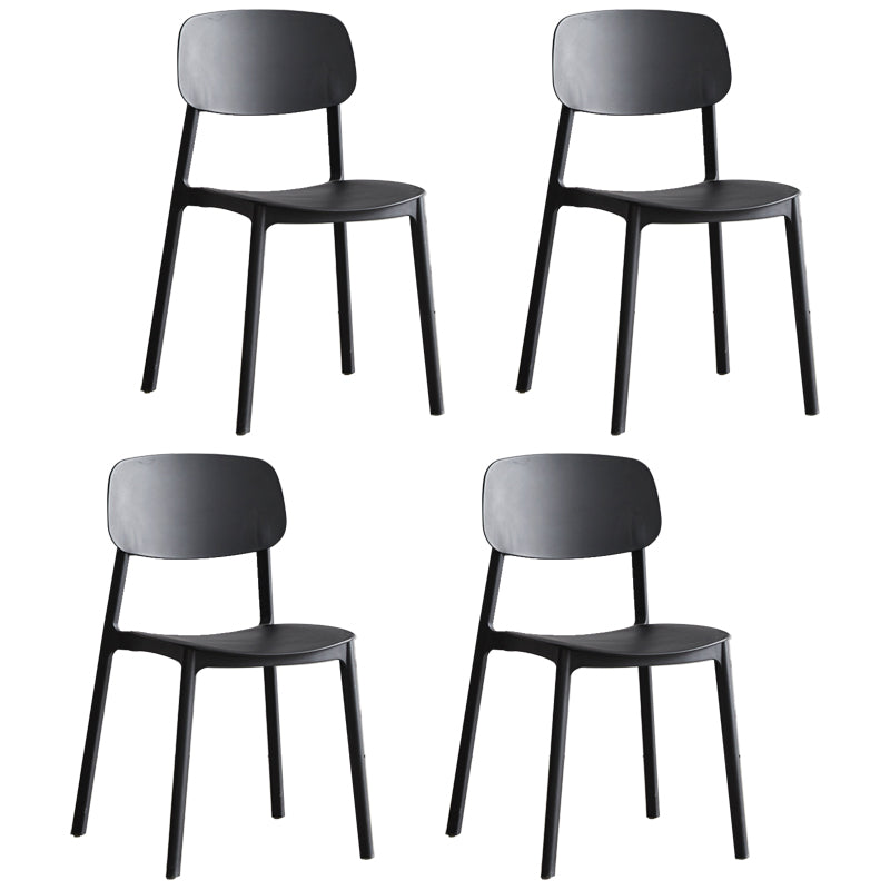 Scandinavian Stackable Armless Dining Chairs Plastic Open Back Side Chair (Set of 4) Black Clearhalo ' kitchen&dining_furn' 'Dining Chairs' 'Dining Tables & Seating' 'dining_chair' 'furn' 'furn_dining_chair' 'Furniture' 'furniture_dining_chair' 'Kitchen & Dining Furniture' 'kitchen' 3950878
