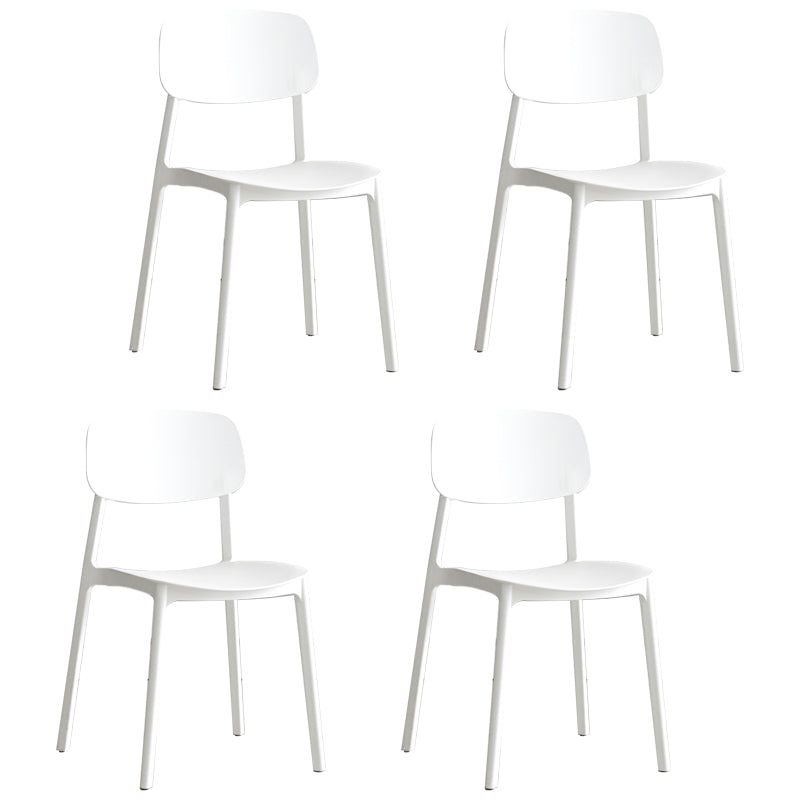 Scandinavian Stackable Armless Dining Chairs Plastic Open Back Side Chair (Set of 4) White Clearhalo ' kitchen&dining_furn' 'Dining Chairs' 'Dining Tables & Seating' 'dining_chair' 'furn' 'furn_dining_chair' 'Furniture' 'furniture_dining_chair' 'Kitchen & Dining Furniture' 'kitchen' 3950879